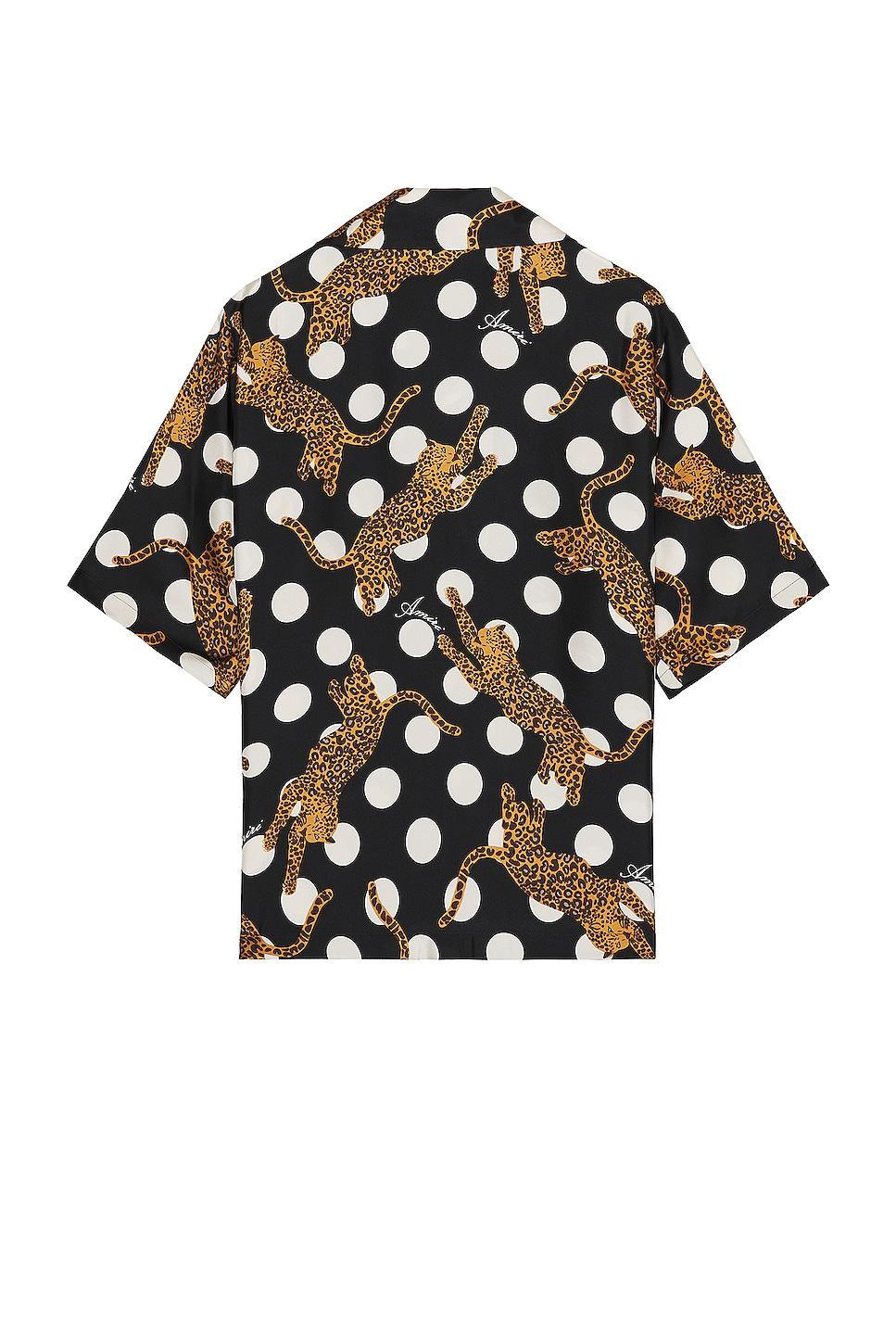 Amiri Leopard Polka Dots Bowling Shirt Black. (also in L, M, S). Product Image