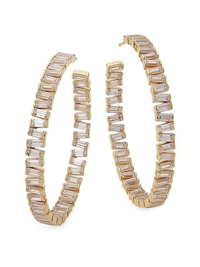 Womens Revelry 18K-Gold-Plated & Cubic Zirconia Inside-Out Hoop Earrings Product Image