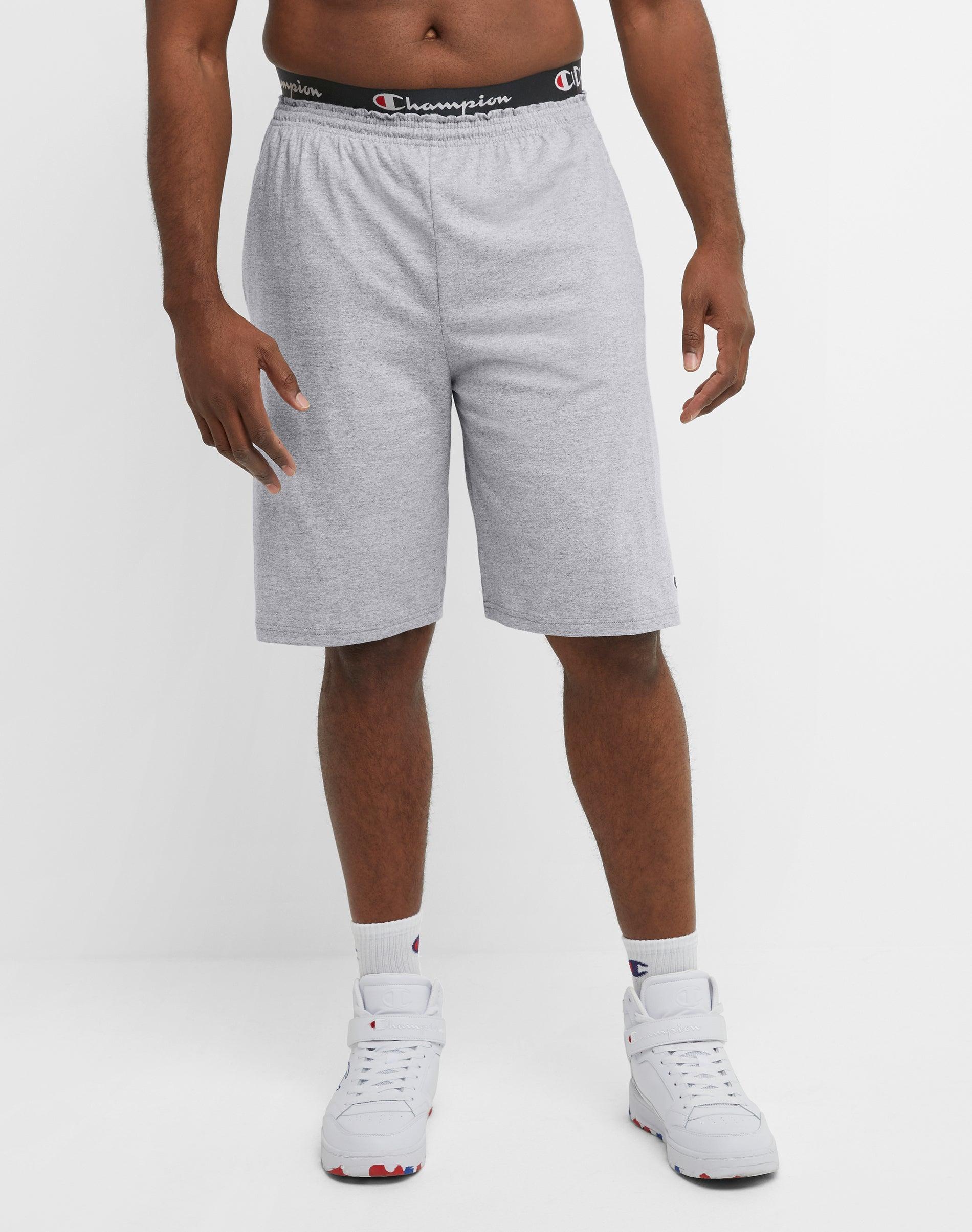 Mens Champion Lightweight Lounge Shorts, C Patch Logo (Big & Tall) Oxford Grey 2XB Product Image