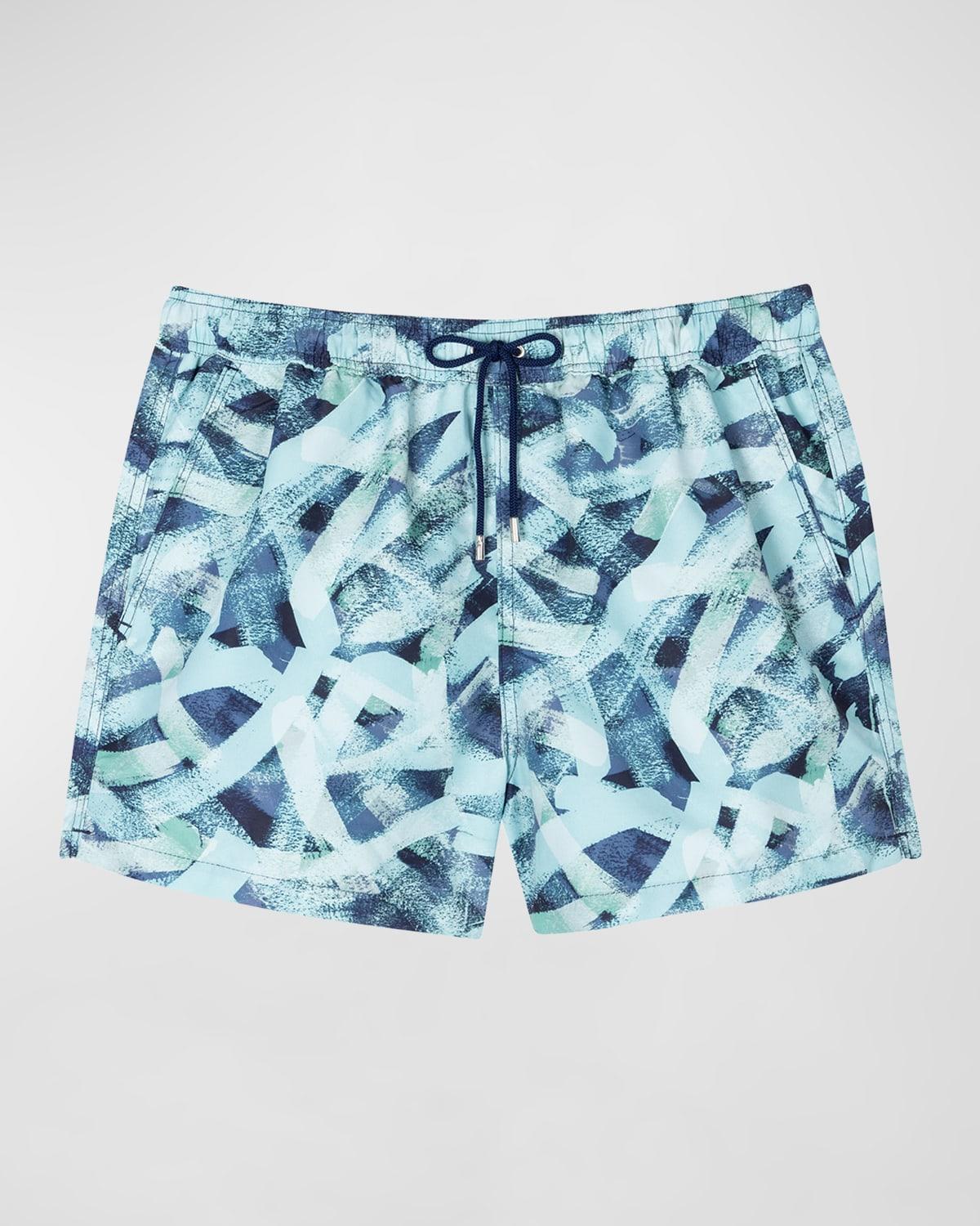 Mens Brush Printed Swim Trunks Product Image