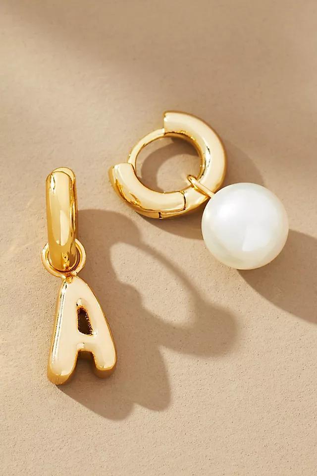 Bubble Letter Monogram and Pearl Earrings, Set of 2 Product Image