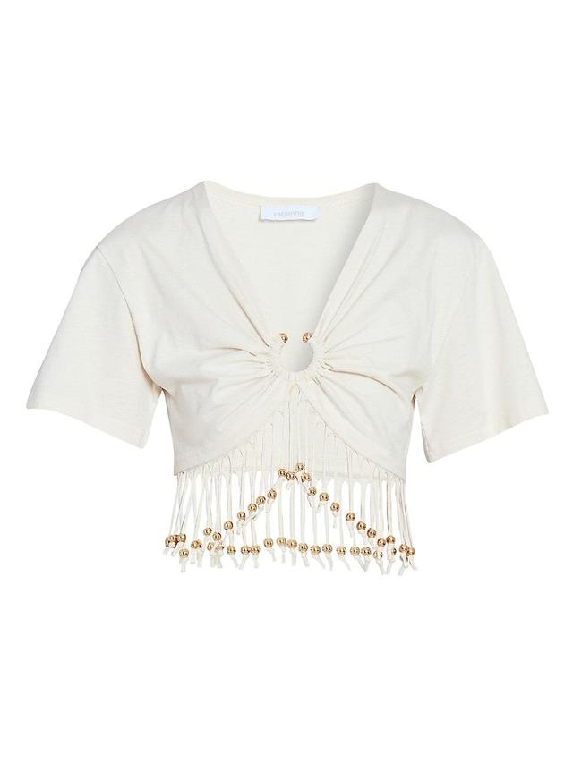 Womens Ring-Insert & Beaded Fringe Top Product Image