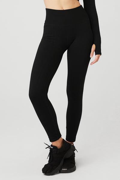 Seamless Cable Knit High-Waist Legging - Black product image