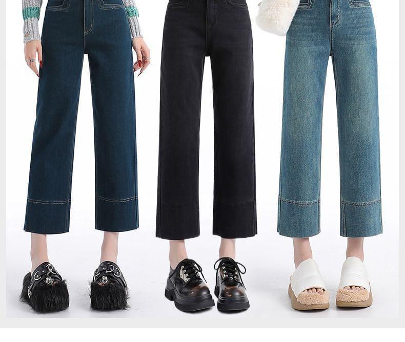 High Rise Straight Leg Crop Jeans (Various Designs) Product Image