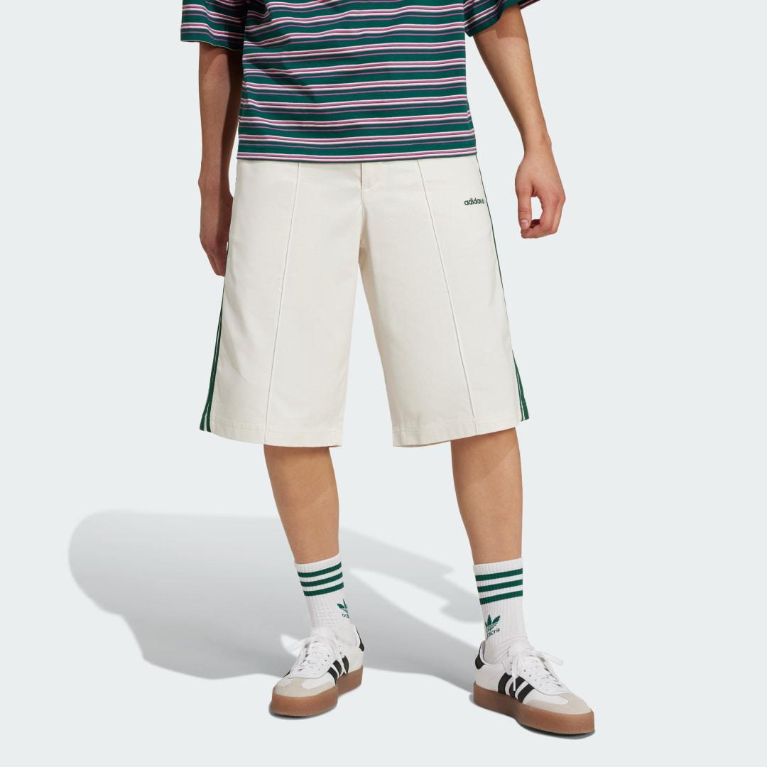 adidas 80s Loose Buttoned 3-Stripes 11-Inch Bermuda Shorts Off White L Mens Product Image