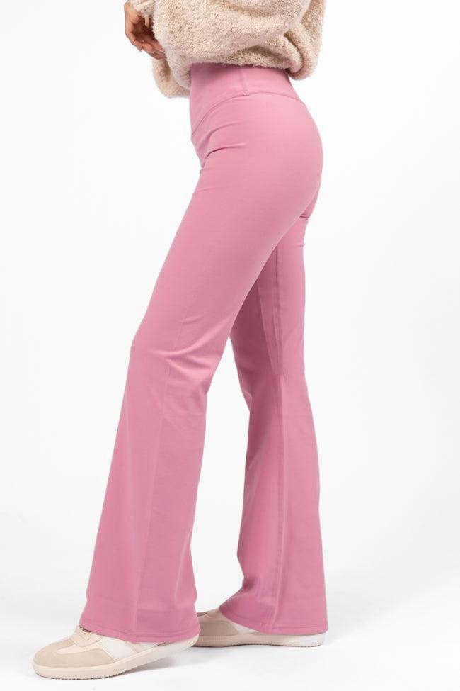 Get Moving Pink Flare Knit Leggings Product Image