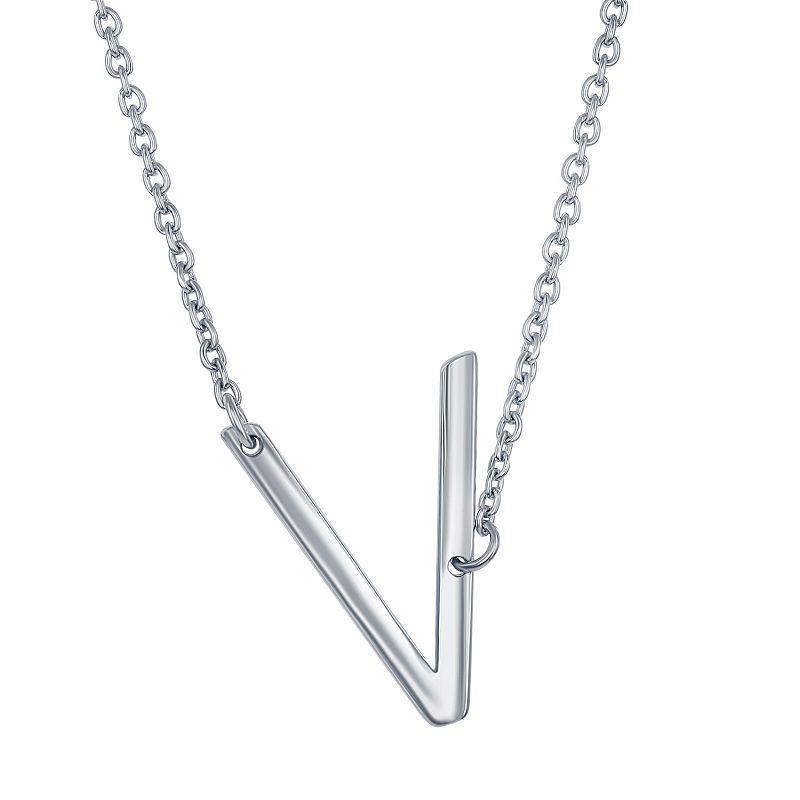 Sterling Silver Sideways Initial Necklace, Womens Sterling J Product Image