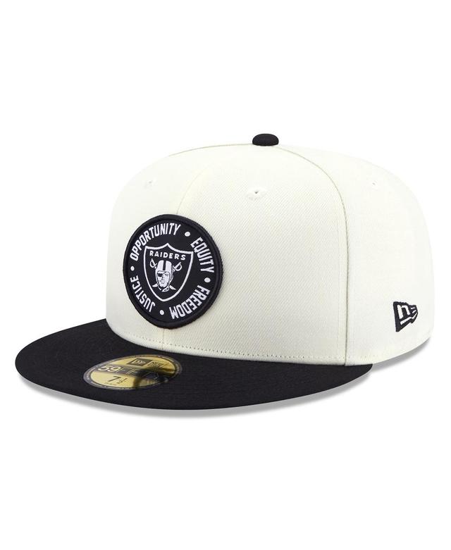 Men's New Era Cream/Black Las Vegas Raiders 2022 Inspire Change  59FIFTY Fitted Hat Product Image