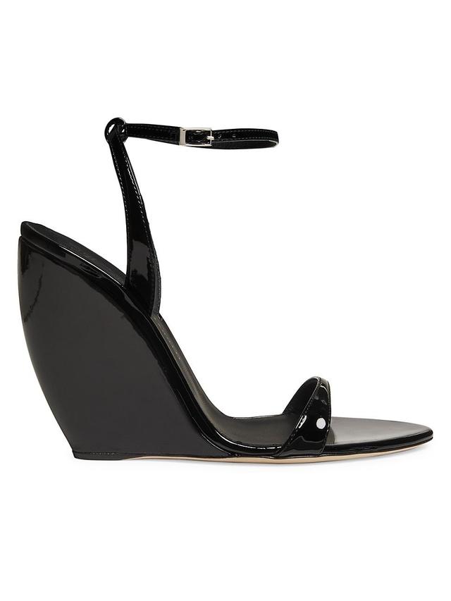 Womens Metallic Patent Leather Wedge Sandals Product Image