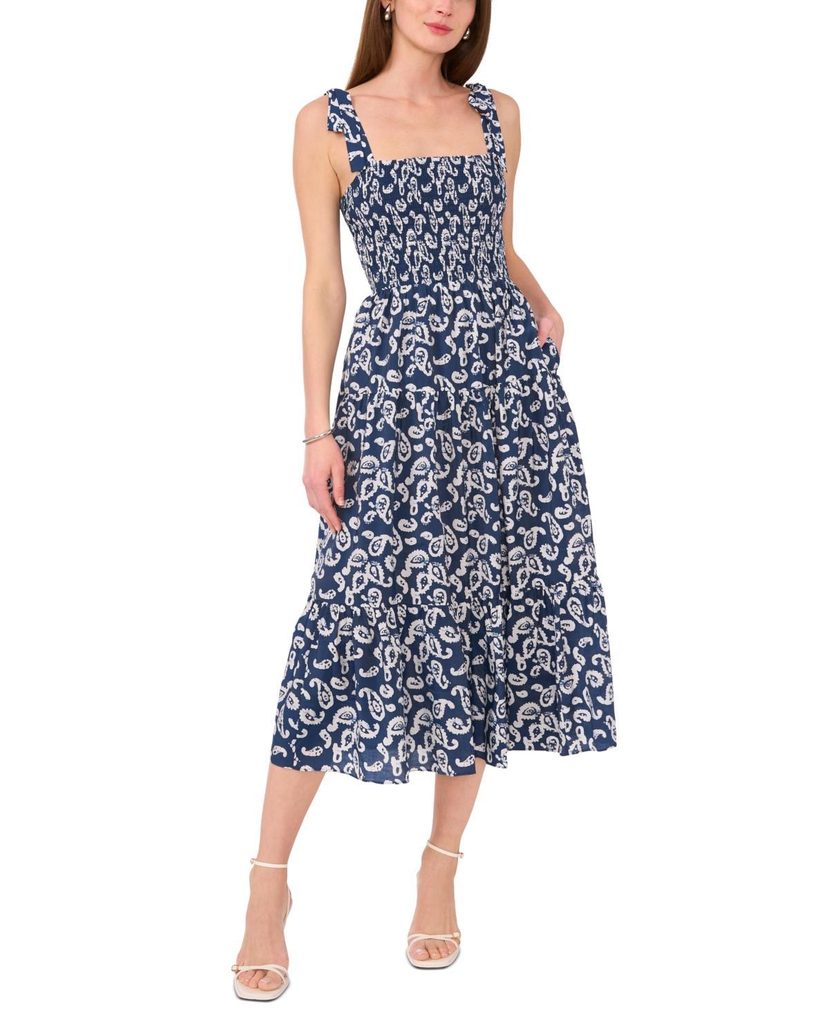 1.state Womens Paisley Print Tie-Shoulder Midi Dress Product Image