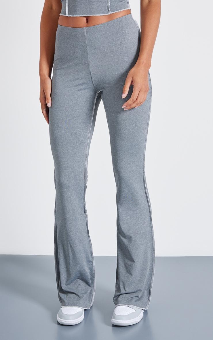 Charcoal Seam Detail Mid Rise Skinny Flared Trousers Product Image