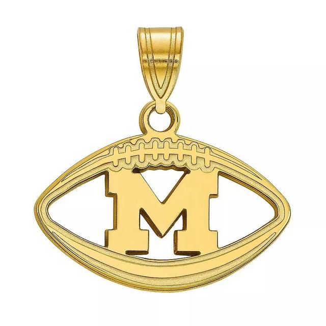 LogoArt 14K Gold Plated Michigan Wolverines Pendant in Football, Womens Sterling Silver Product Image