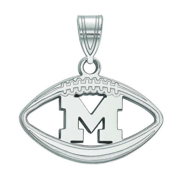 LogoArt Sterling Silver Michigan Wolverines Inside Football Pendant, Womens Product Image