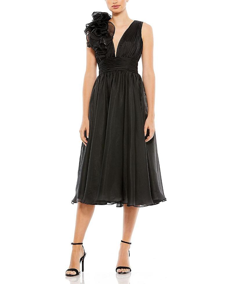 Mac Duggal Plunging Ruffled A-Line Cocktail Dress Product Image