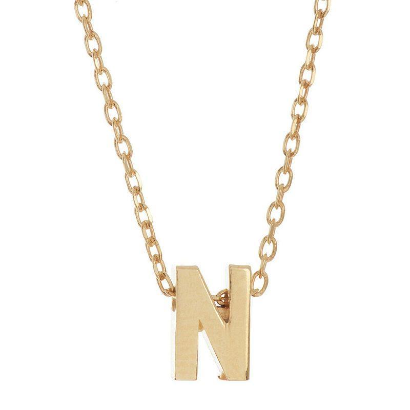 Adornia 14k -Plated Mini Initial Pendant Necklace, 16 + 2 extender - M Product Image