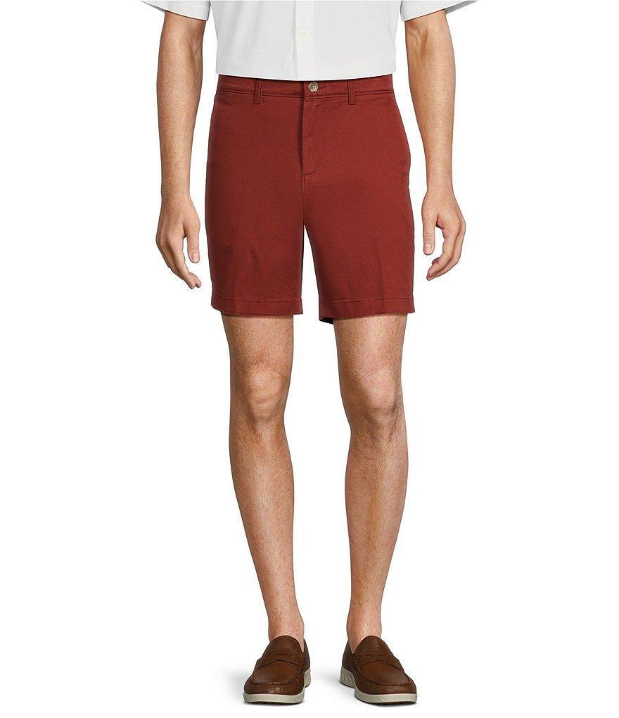 Roundtree & Yorke Casuals Straight Fit Flat Front Washed 7#double; Chino Shorts Product Image