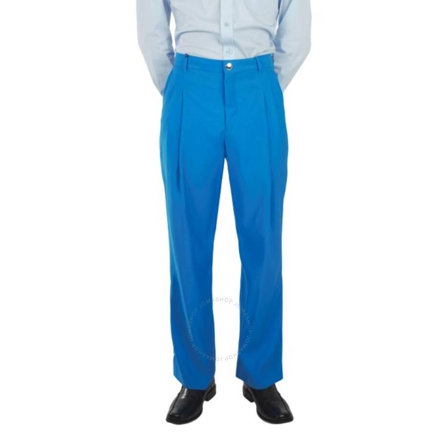 BURBERRY Men's Vivid Blue Wool Tailored Trousers Product Image