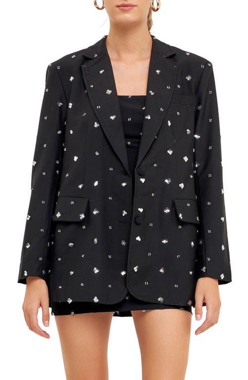 Endless Rose Sequin Floral Embellished Blazer Product Image