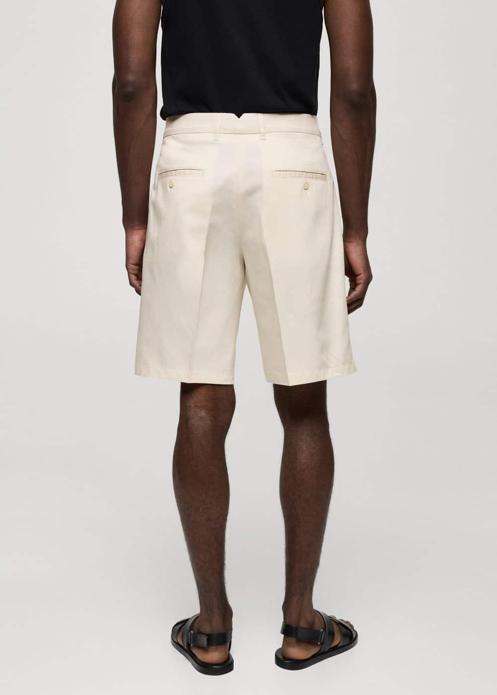 MANGO MAN - Linen-blend Bermuda shorts with darts beigeMen Product Image