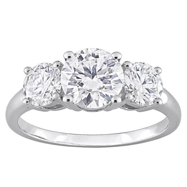 Stella Grace Sterling Silver Lab-Created Moissanite Three-Stone Engagement Ring, Womens White Product Image