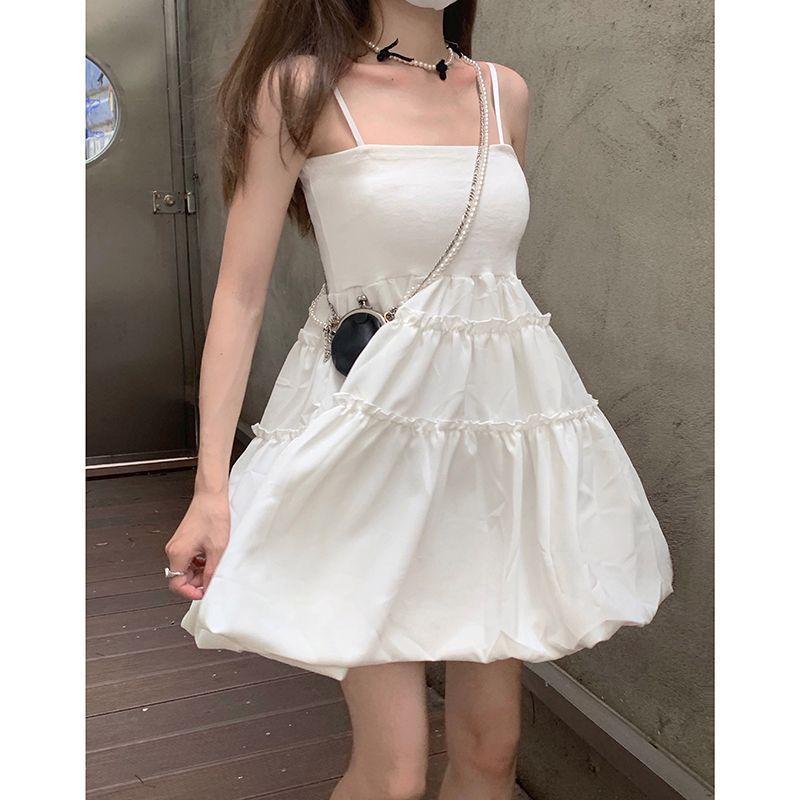 Spaghetti Strap Plain Mini A-line Dress product image