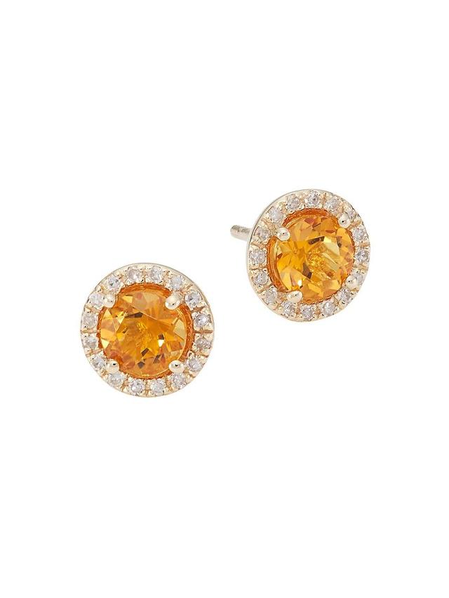 Womens 14K Gold, Diamond & Citrine Earrings Product Image