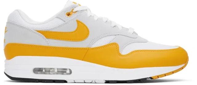 NIKE White & Yellow Air Max 1 Essential Sneakers In White/university Gol Product Image