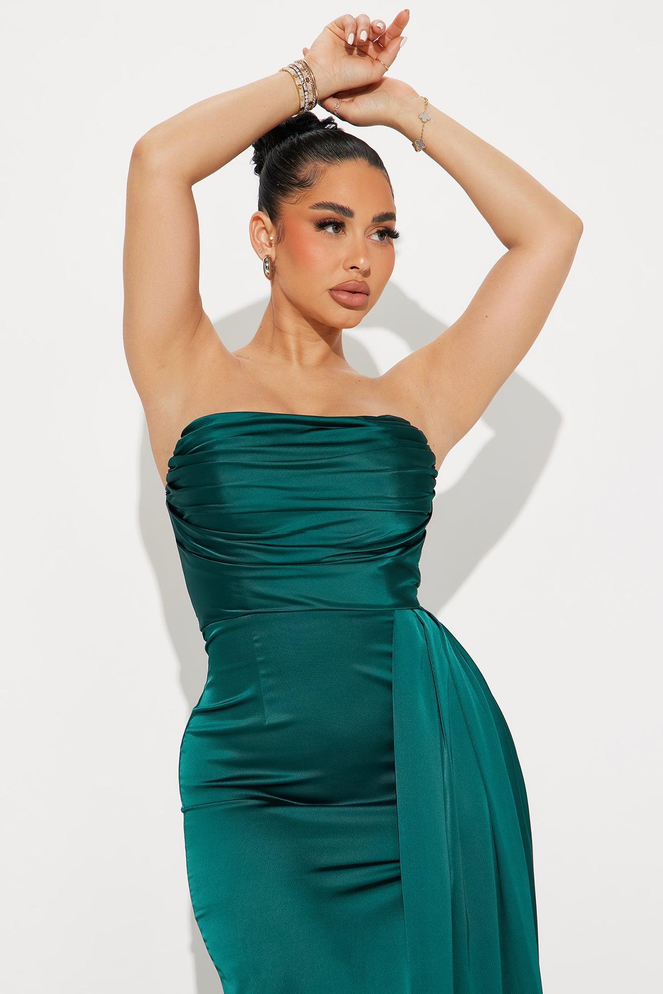 Clementine Satin Gown - Hunter Product Image