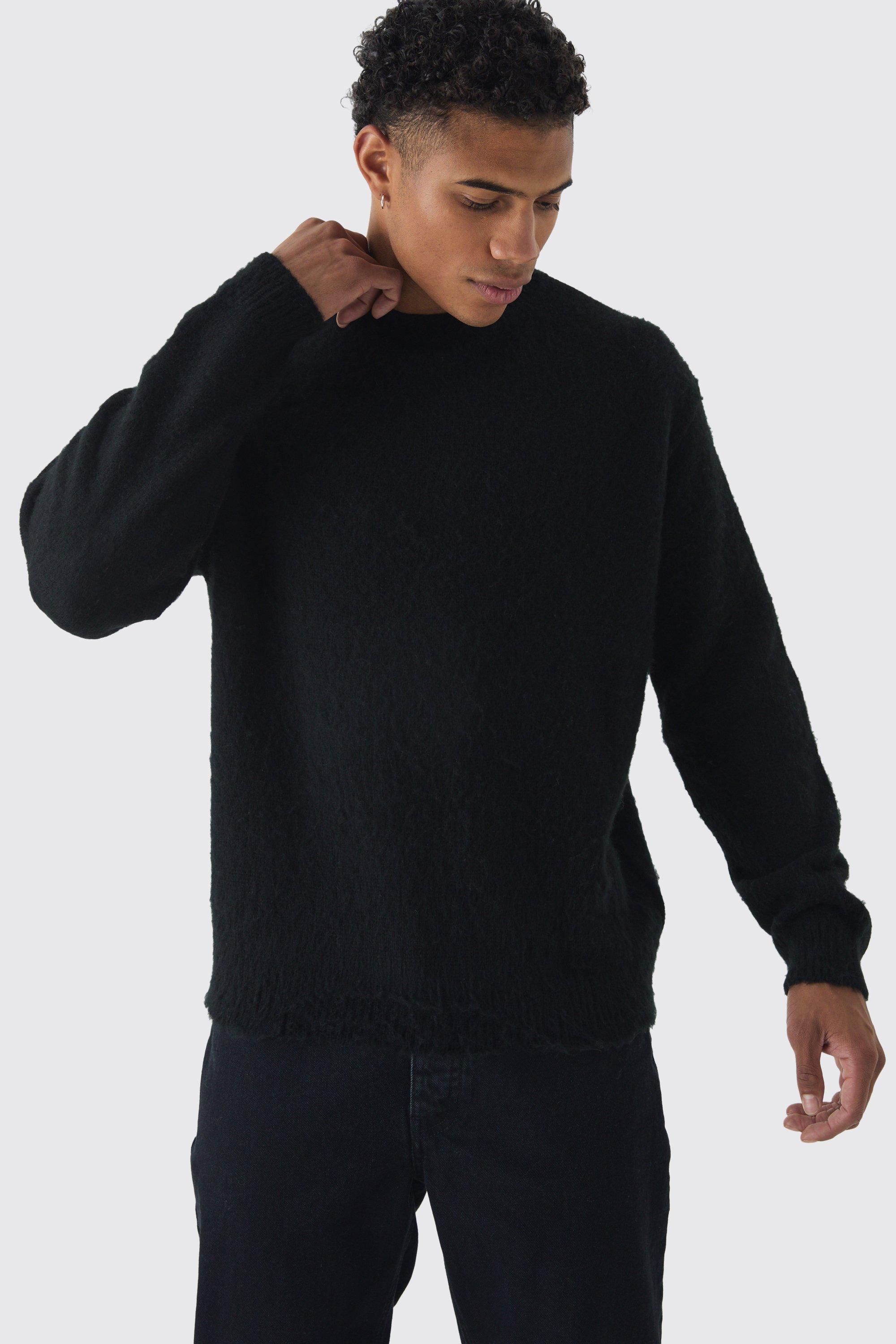 Fluffy Knit Crew Neck Oversized Sweater | boohooMAN USA Product Image