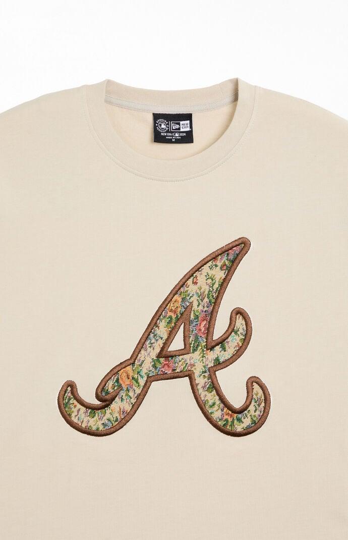 New Era Mens Atlanta Braves Floral Embroidered T-Shirt Product Image