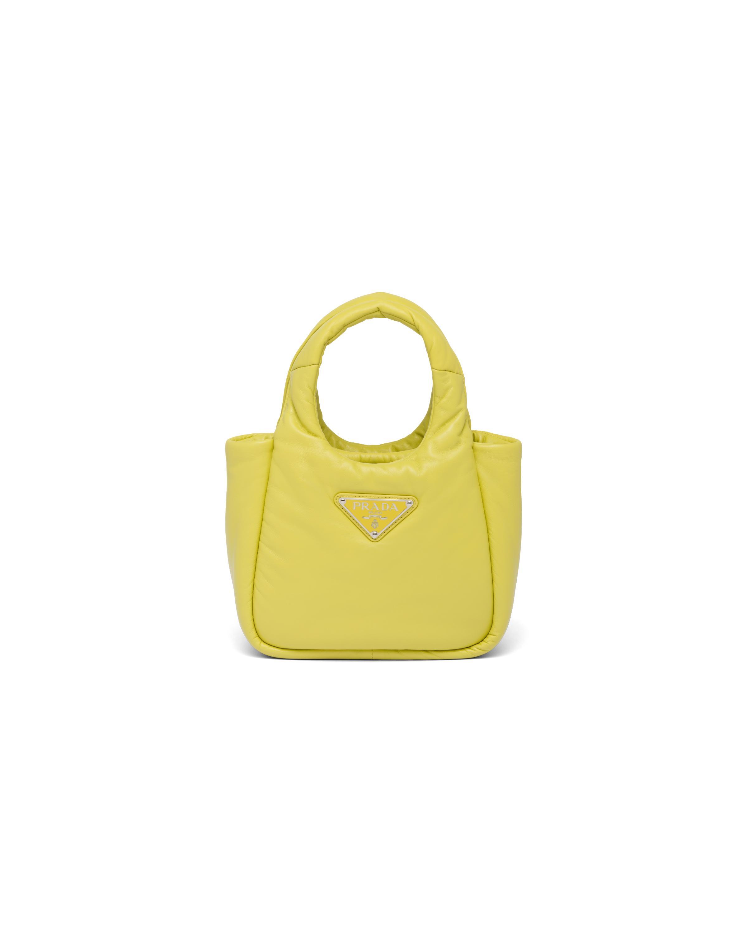 Small Padded Leather Tote Bag In Yellow Product Image