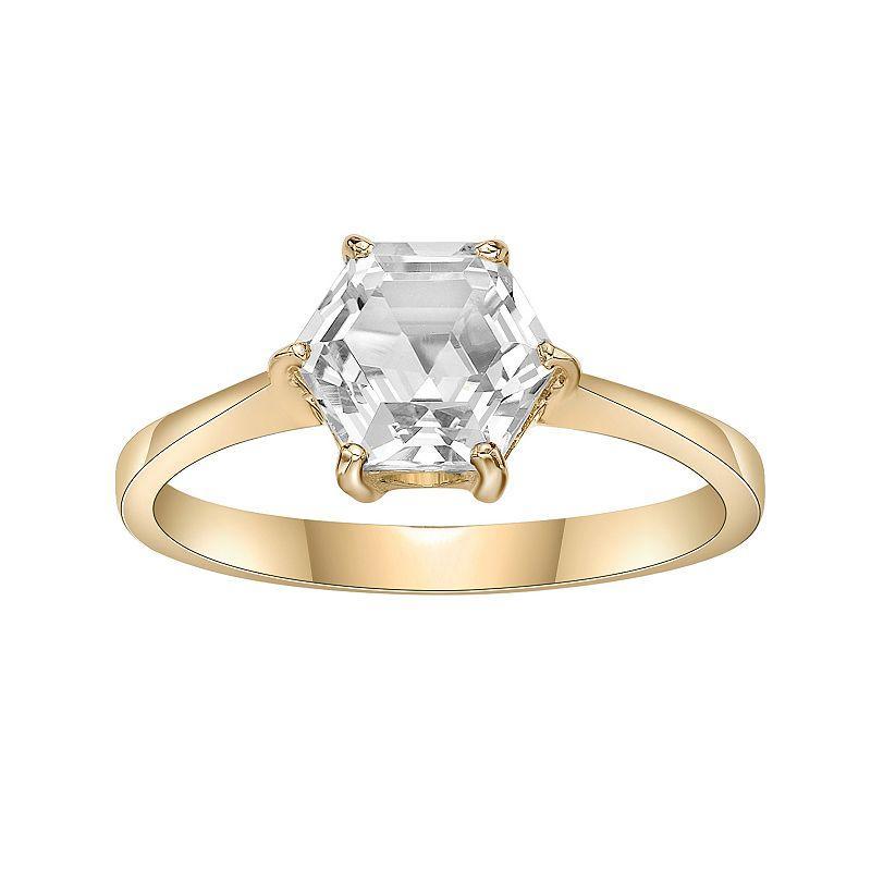 Gemminded 14k Gold Over Silver White Topaz Ring, Womens Gold Tone Product Image