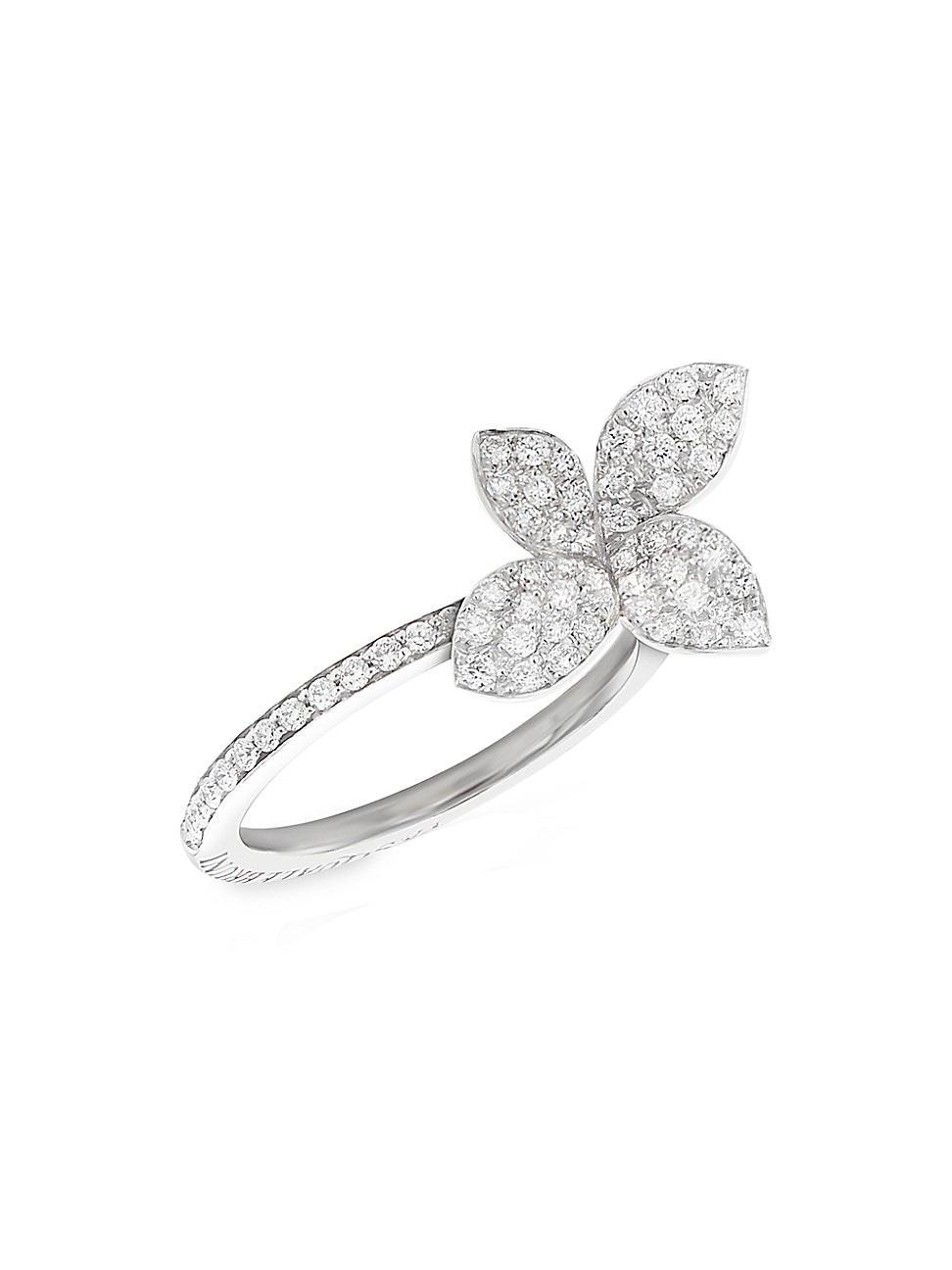 Womens Petit Garden 18K White Gold & Diamond Pav Flower Ring Product Image