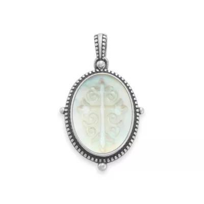 Sculpted Les Fleurs Cross Layered Gemstone Pendant Product Image