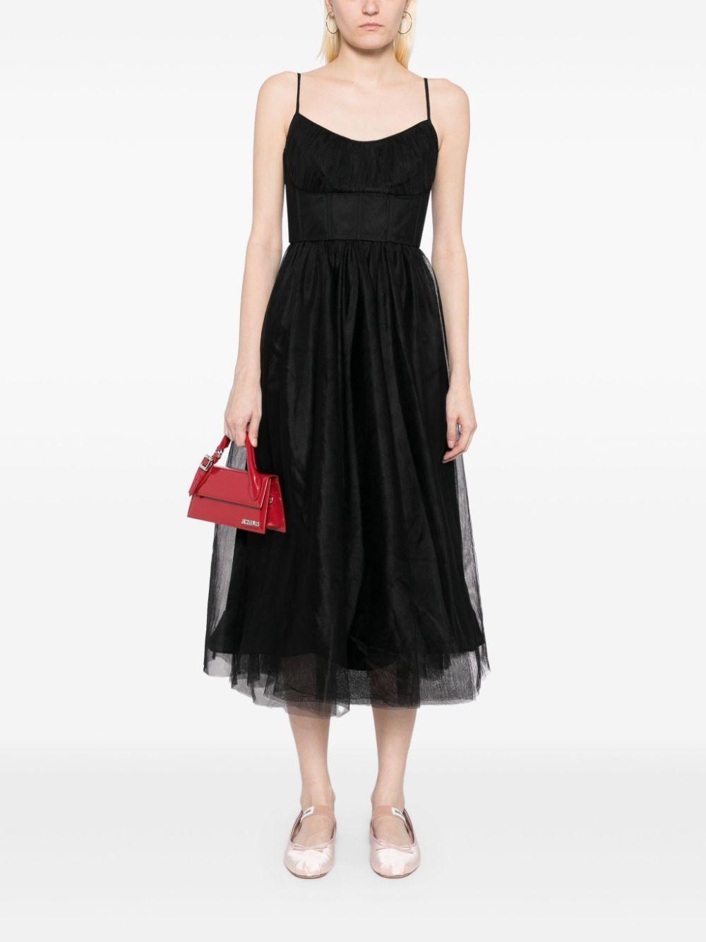 ZIMMERMANN Tulle Corset Midi Dress In Black Product Image