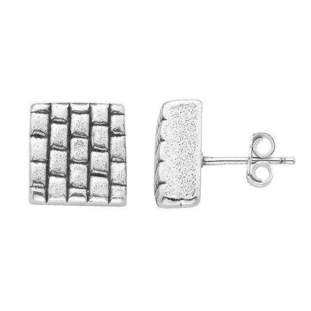 Sterling Silver Square Stud Earrings, Womens Product Image