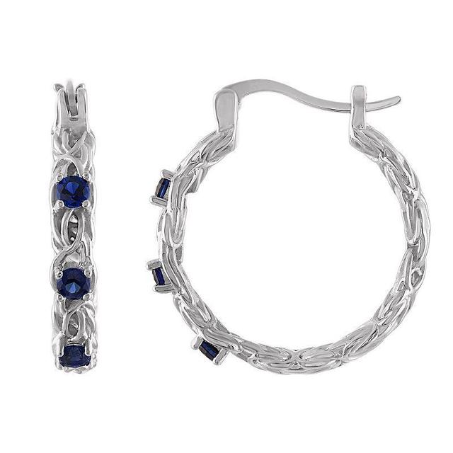 Designs by Gioelli Sterling Silver Gemstone Byzantine Hoop Earrings, Womens, White Product Image