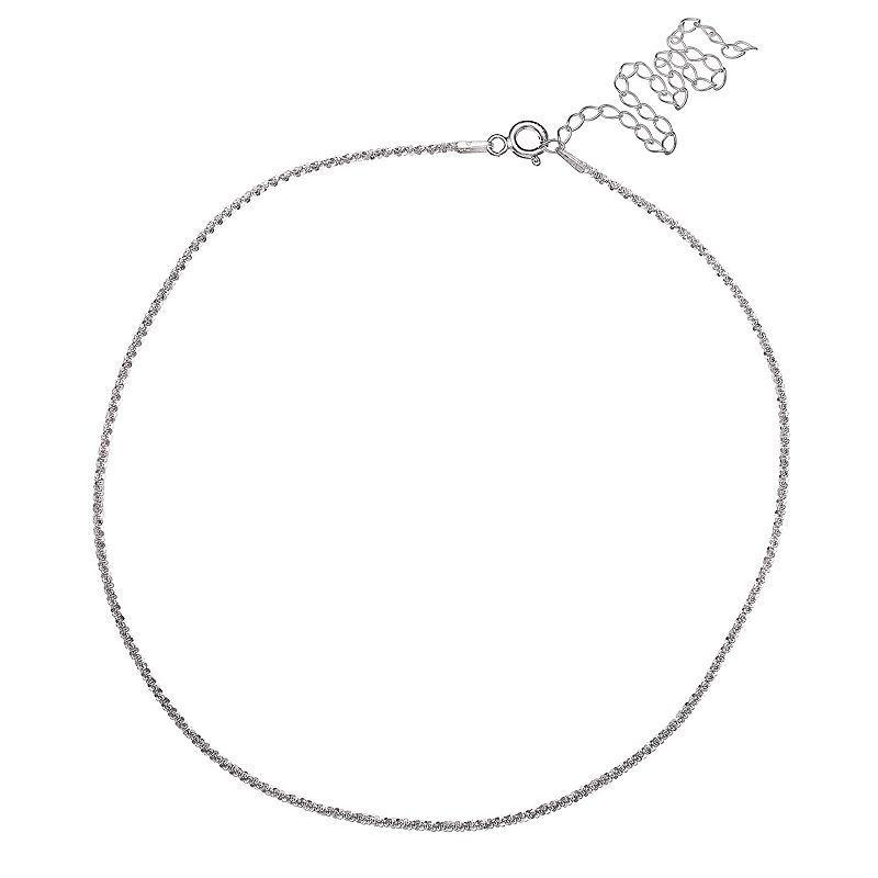 PRIMROSE Sterling Silver Sparkle Chain Choker Necklace, Womens, Grey Product Image