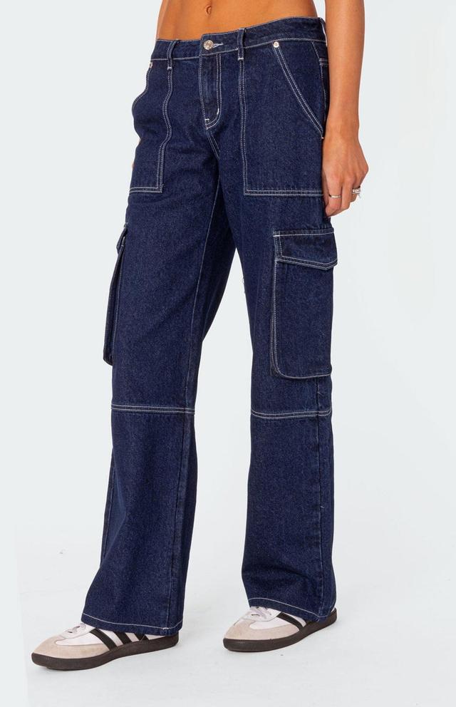 Edikted Women's Alyssa Stitch Cargo Jeans Product Image