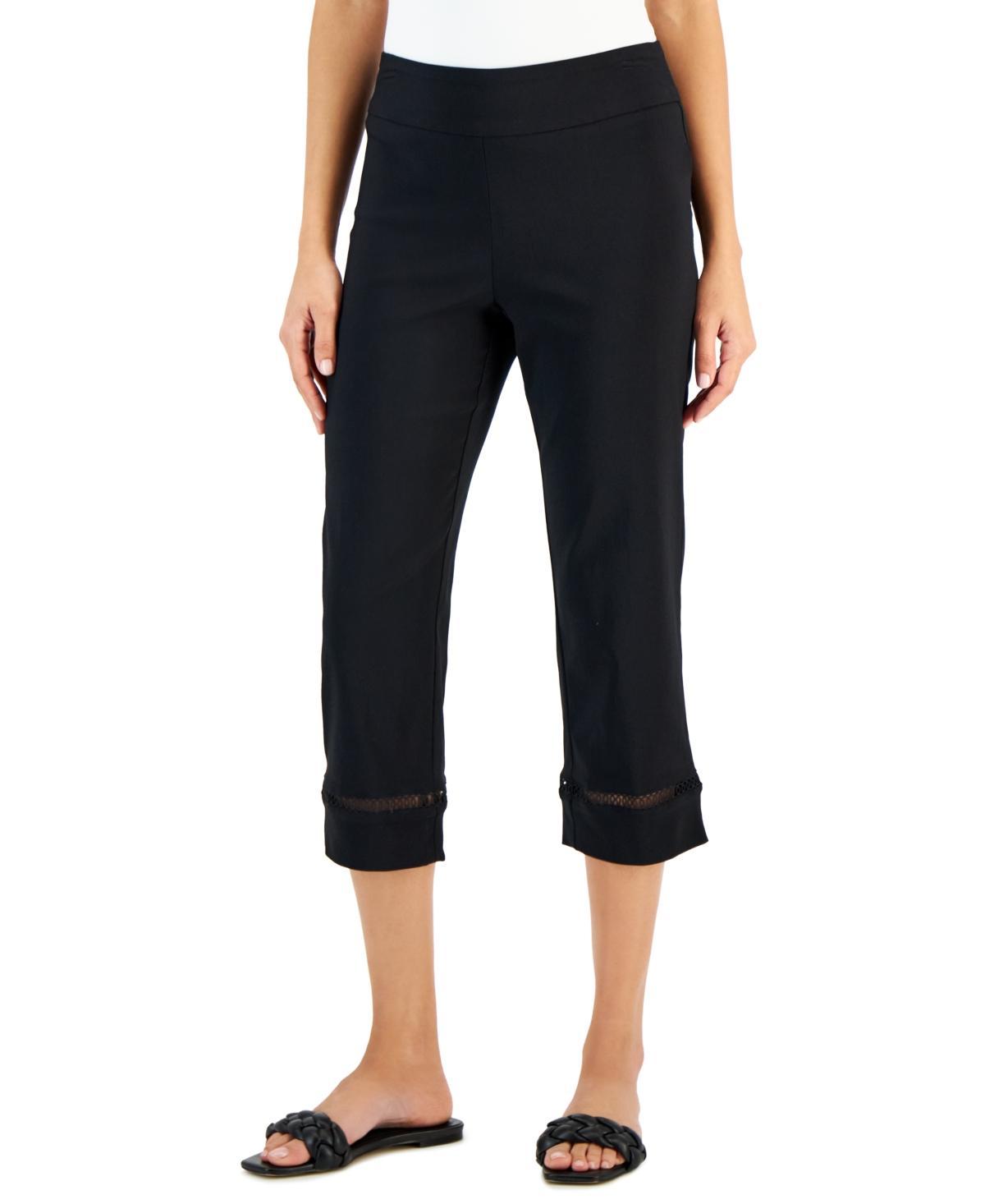 Women's Woven Lace-Trim Capri Pull-On Pants, Created for Macy's Product Image