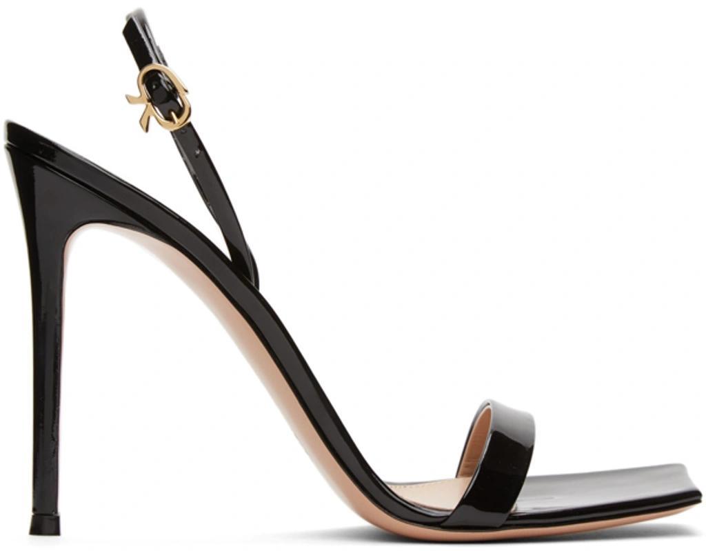 Black Patent Ribbon Stiletto 105 Heeled Sandals Product Image