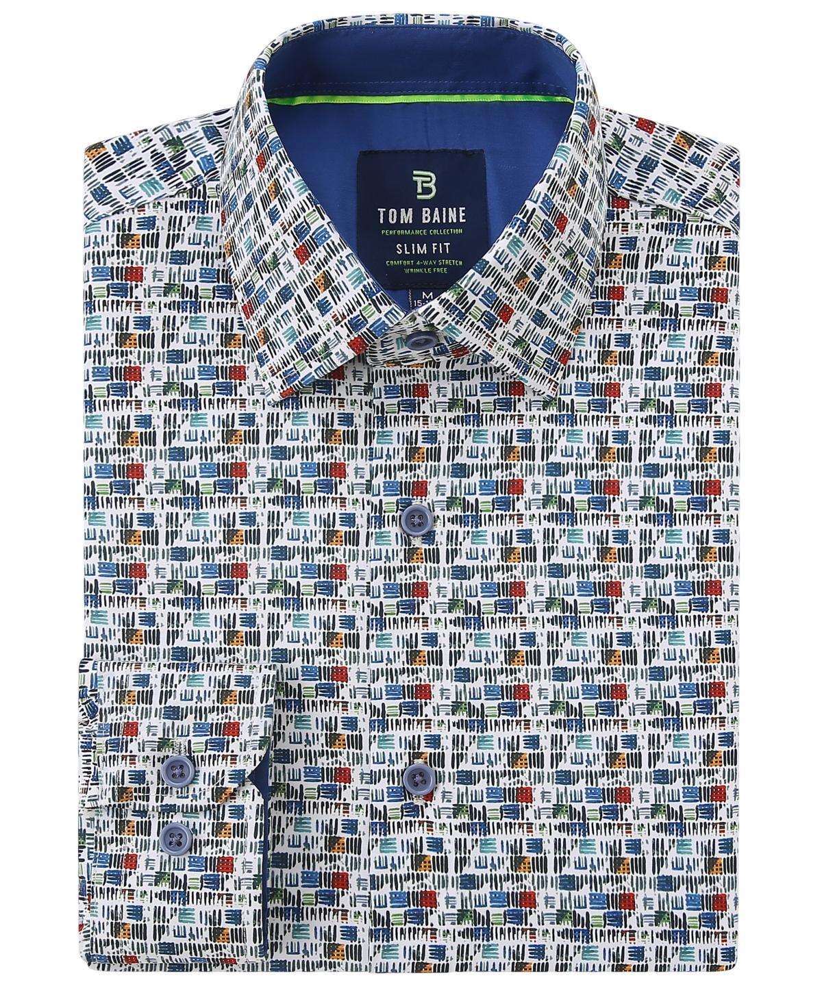 Tom Baine Mens Performance Slim Fit Flamingo Shirt - Navy Product Image