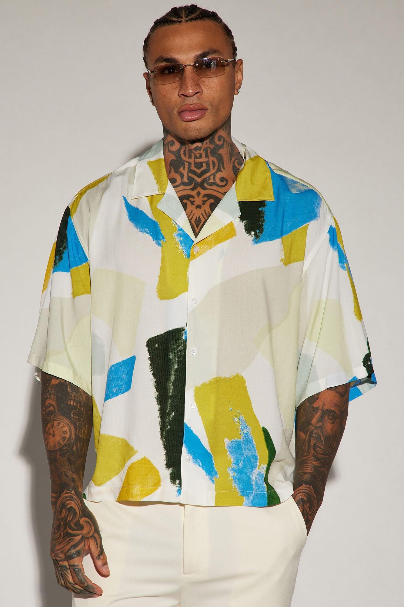 Get Thru Button Up Shirt - Blue/combo Product Image