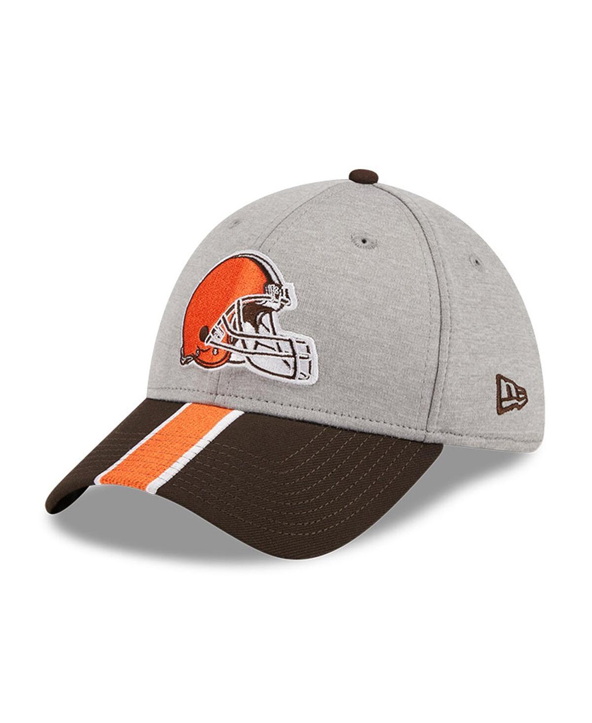 Mens New Era Heather Gray/Brown Cleveland Browns Striped 39THIRTY Flex Hat Product Image