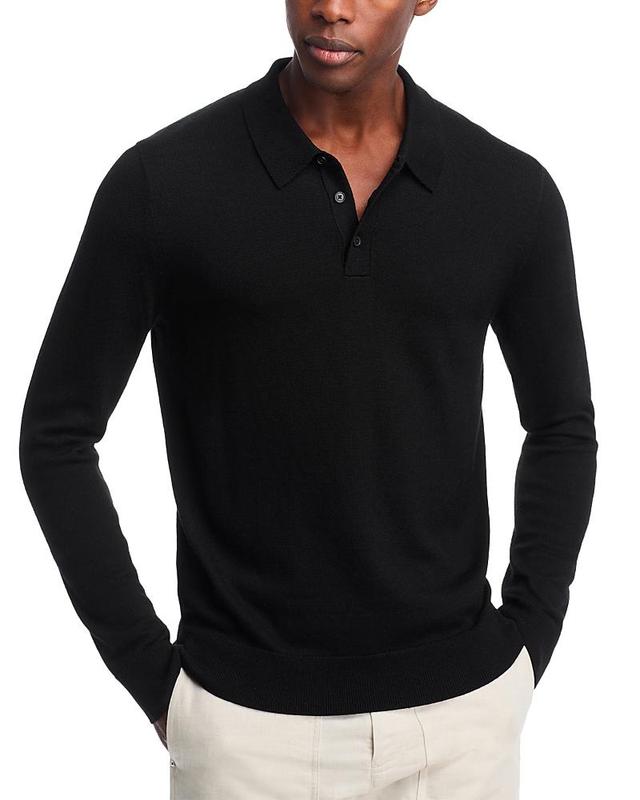 Mens Wool Long-Sleeve Polo Shirt Product Image