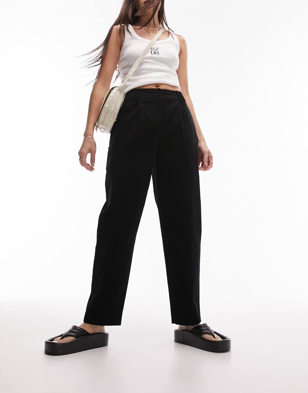 Topshop cord peg pants in black product image