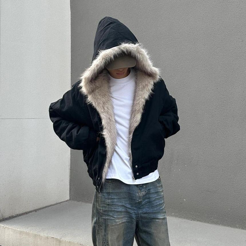 Fleece-Lined Hooded Zip-Up Jacket Product Image