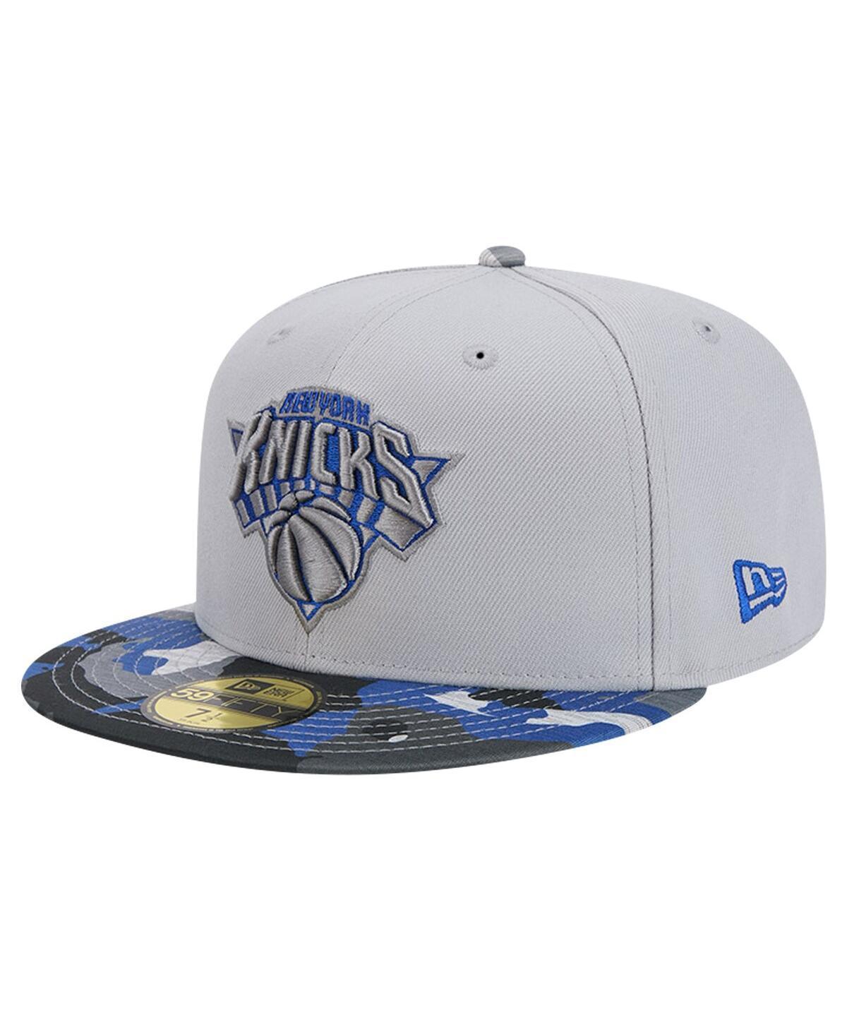 Mens New Era Gray New York Knicks Active Color Camo Visor 59FIFTY Fitted Hat Product Image