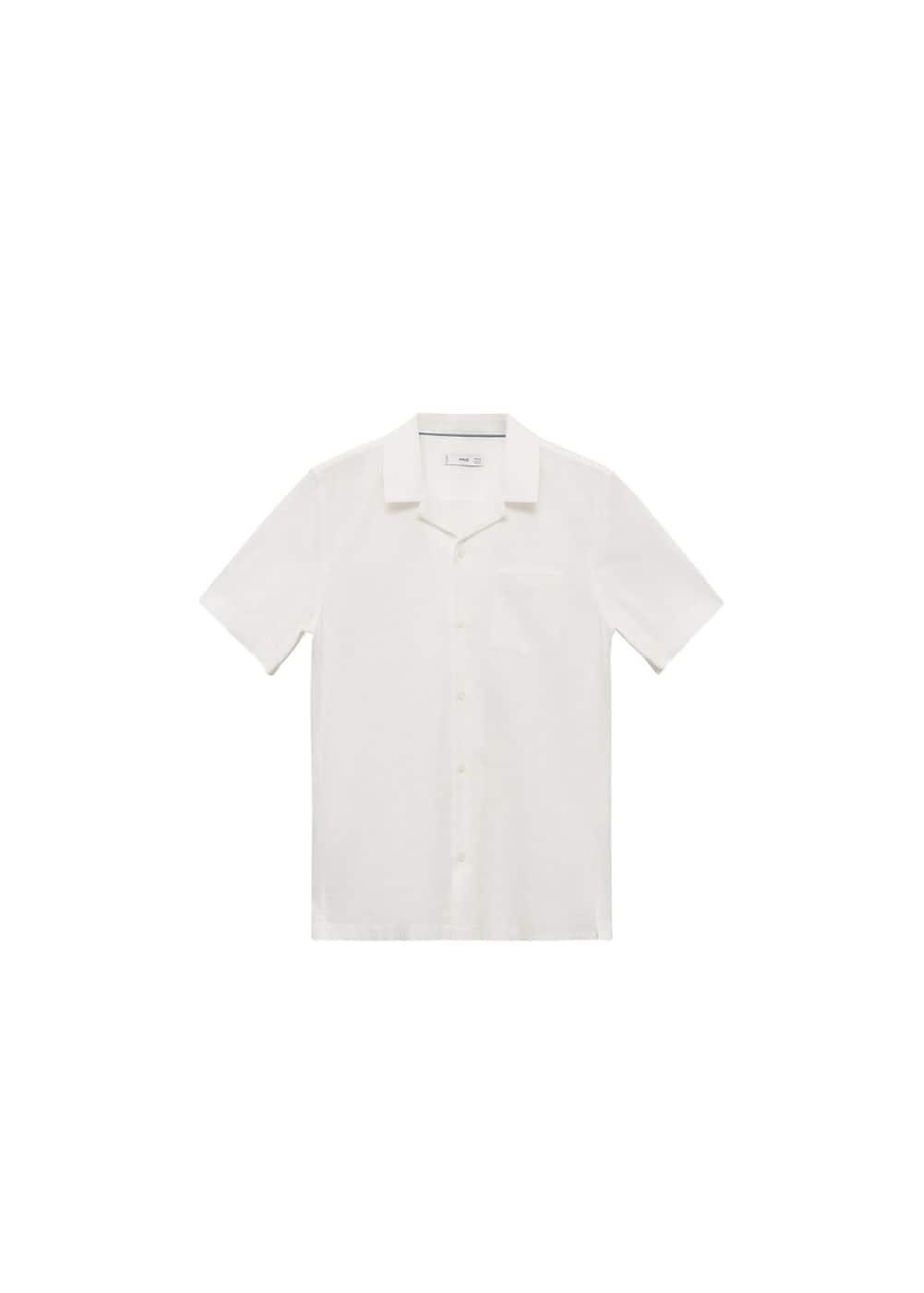 MANGO MAN - Regular-fit 100% seersucker cotton shirt whiteMen Product Image