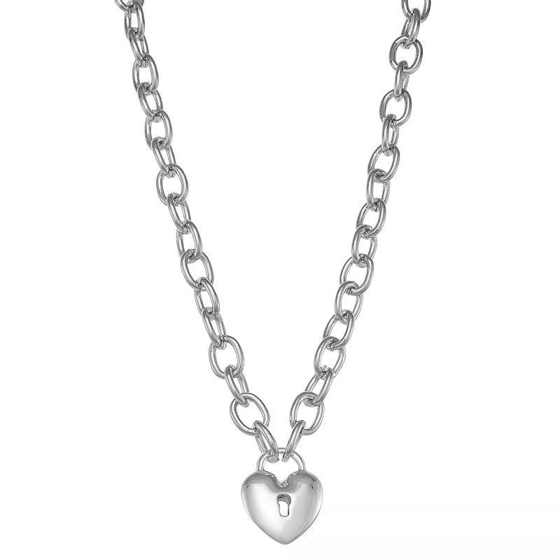 Simply Vera Vera Wang Puffy Heart Pendant Collar Necklace, Womens, Silver Tone Product Image